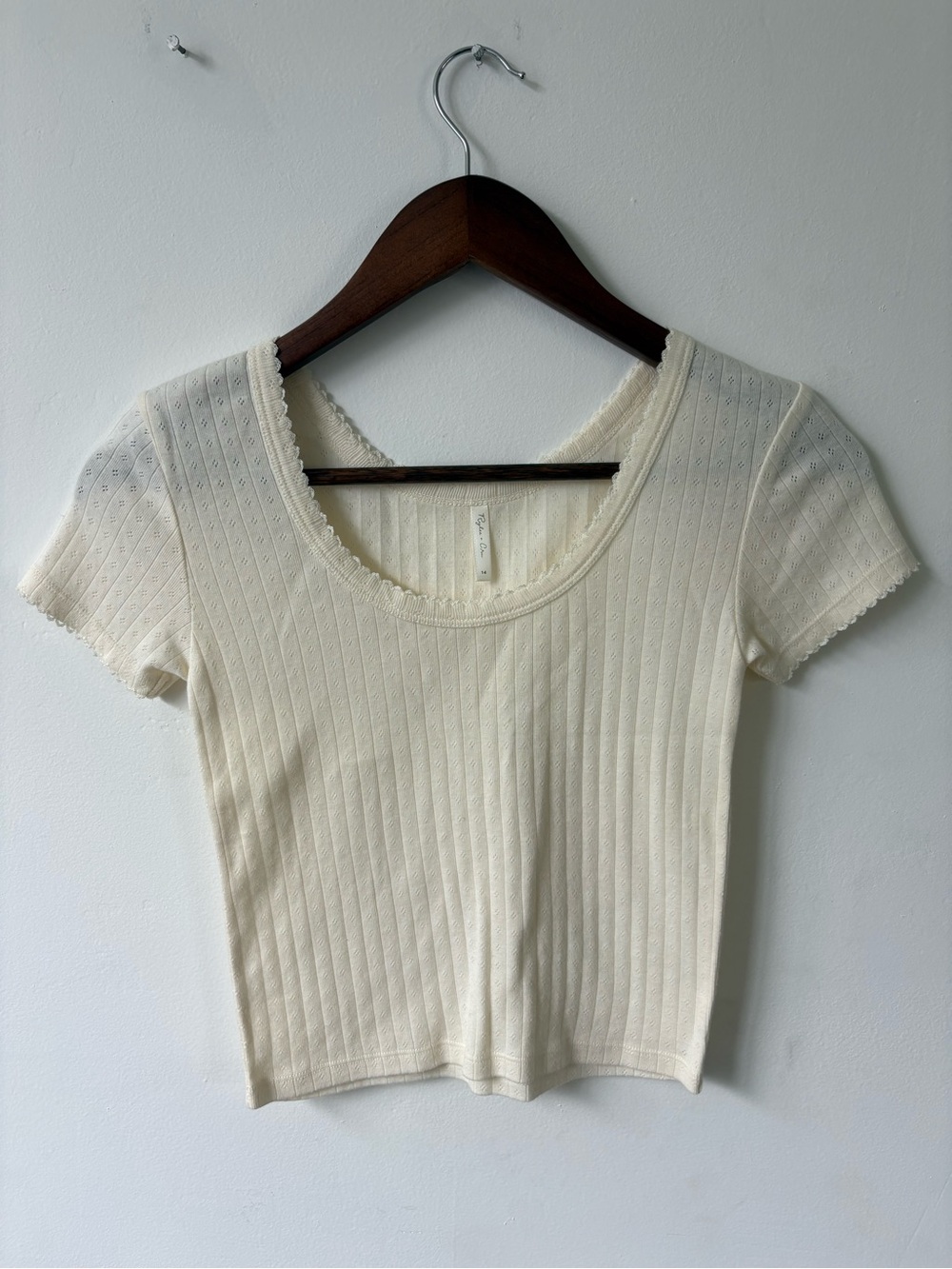 Rylee + Cru Teen Cream Ribbed Short Sleeve Top
